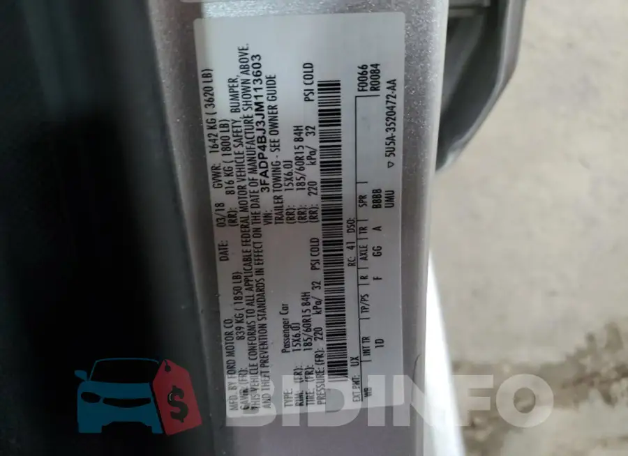 3FADP4BJ3JM113603 Photo# 12