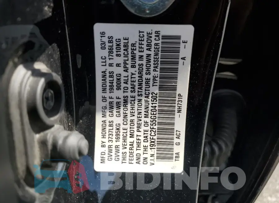 19XFC2F55GE041502 Photo# 13