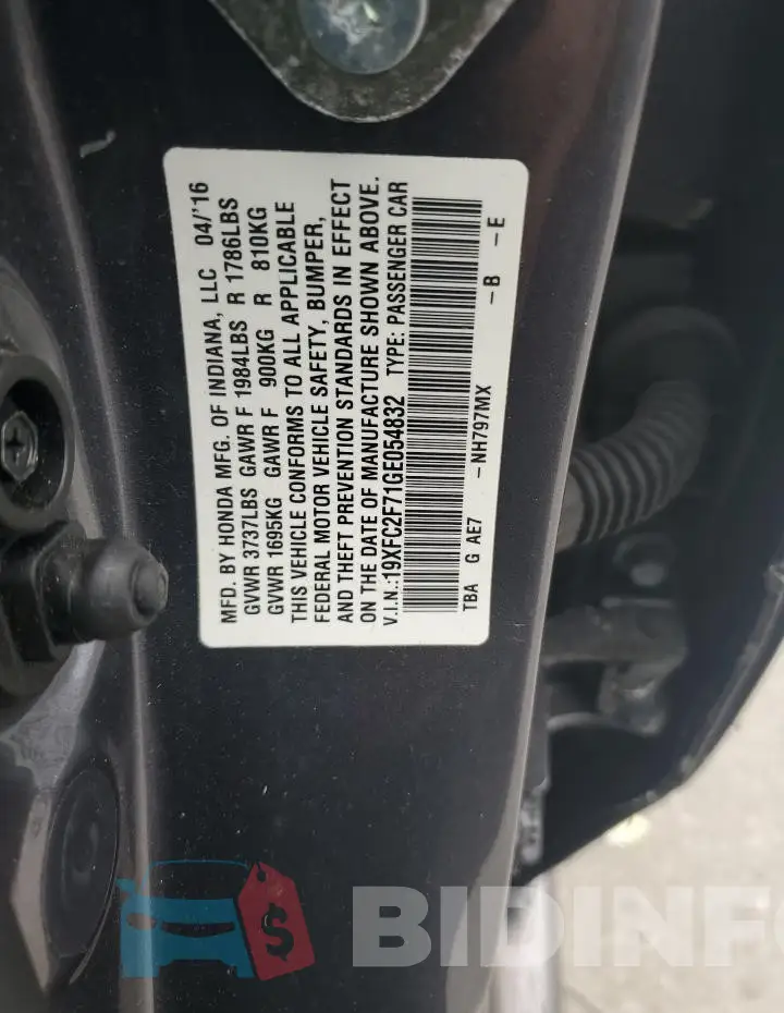 19XFC2F71GE054832 Photo# 12
