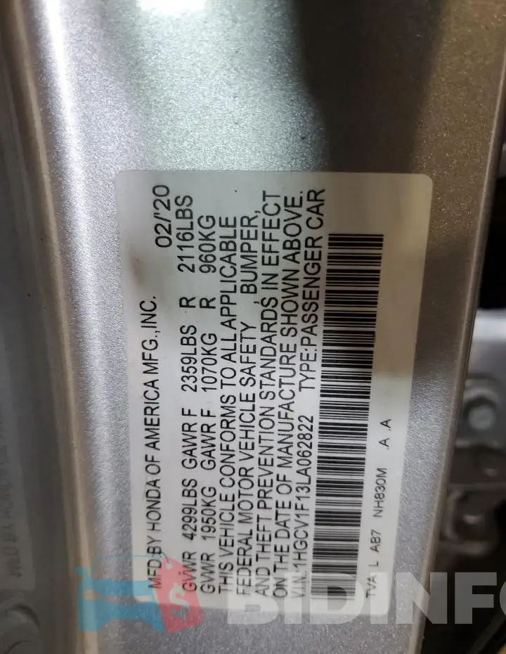 1HGCV1F13LA062822 Photo# 12