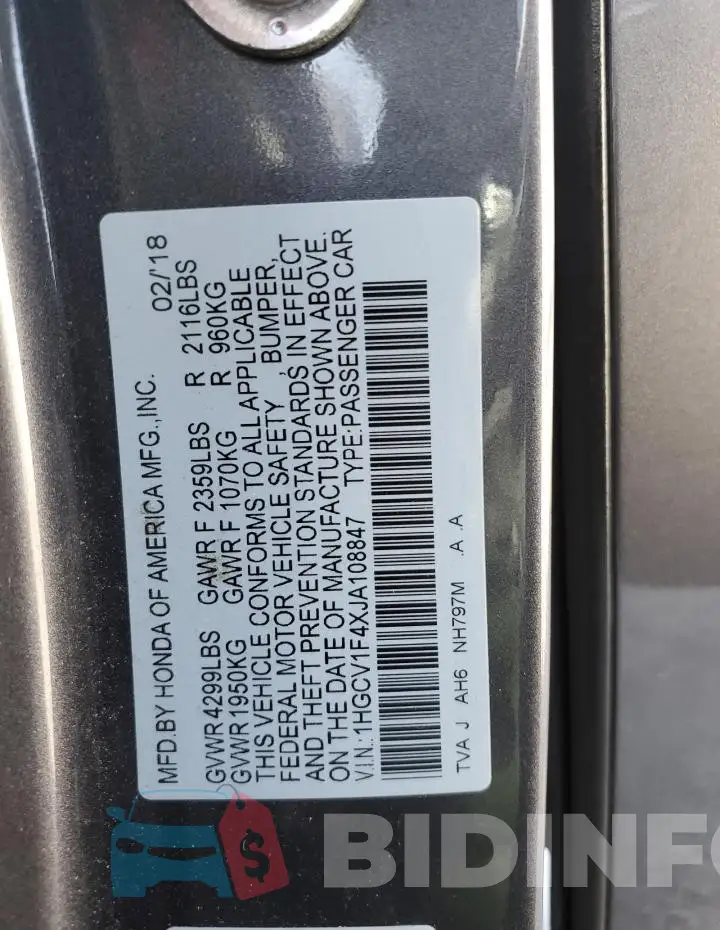 1HGCV1F4XJA108847 Photo# 12