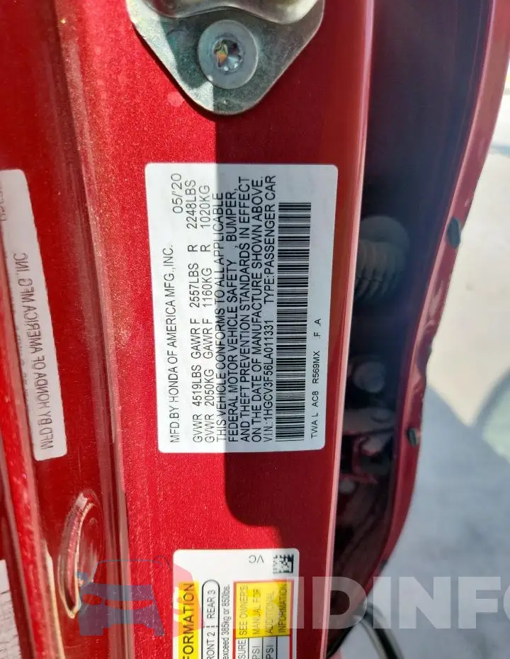 1HGCV3F56LA011331 Photo# 12