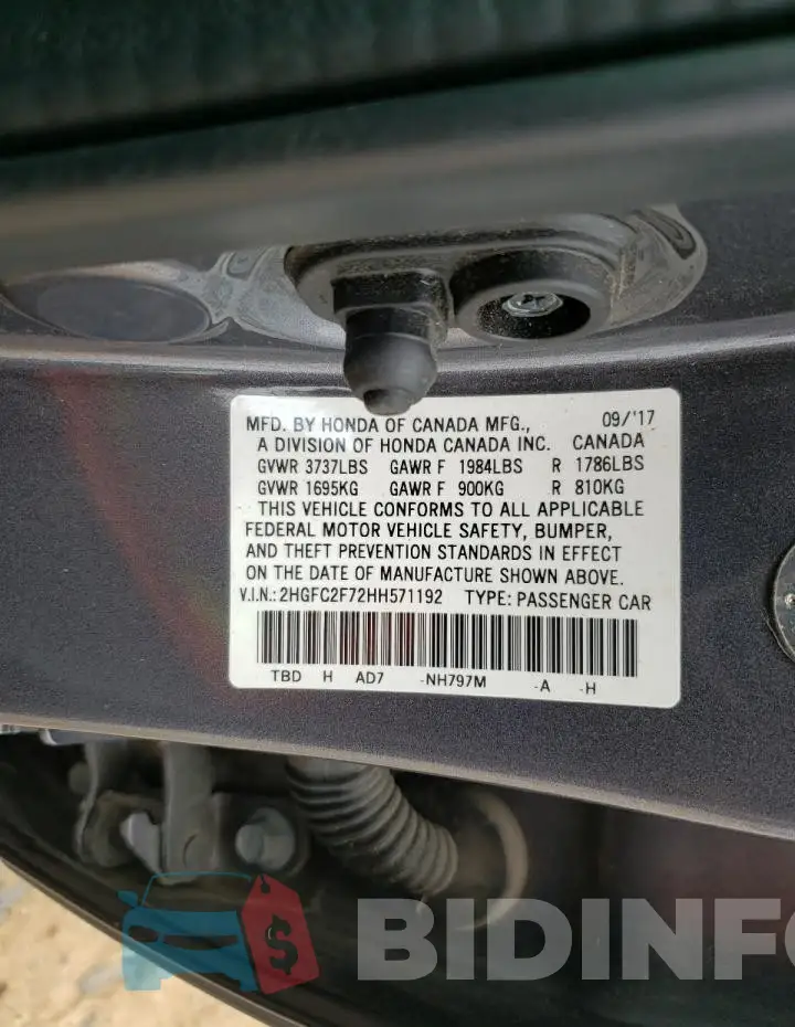 2HGFC2F72HH571192 Photo# 13