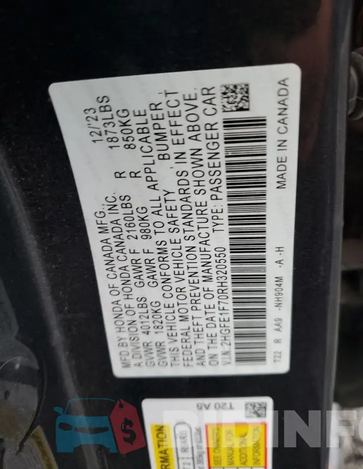 2HGFE1F70RH320550 Photo# 12