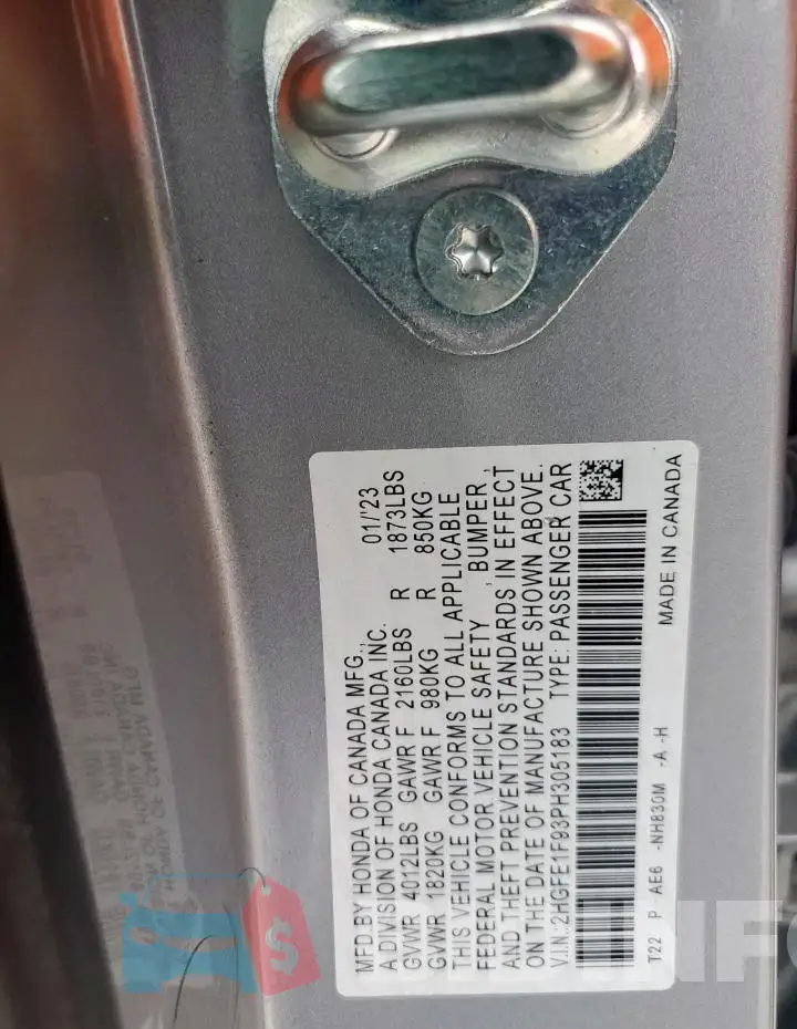 2HGFE1F93PH305183 Photo# 12