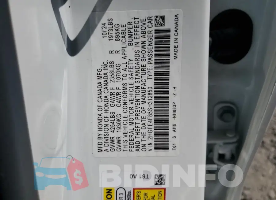 2HGFE4F85SH312850 Photo# 12