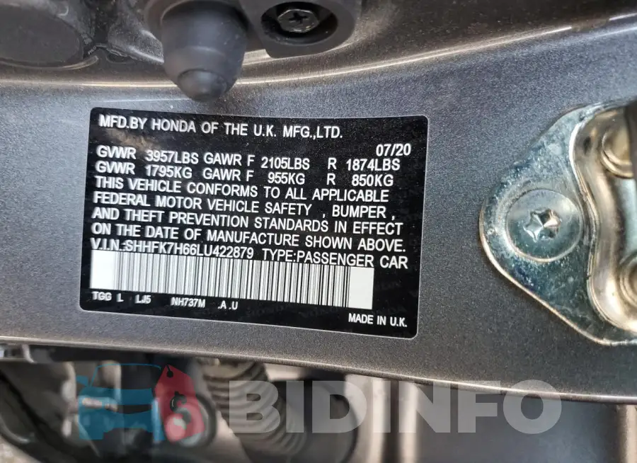 SHHFK7H66LU422879 Photo# 13