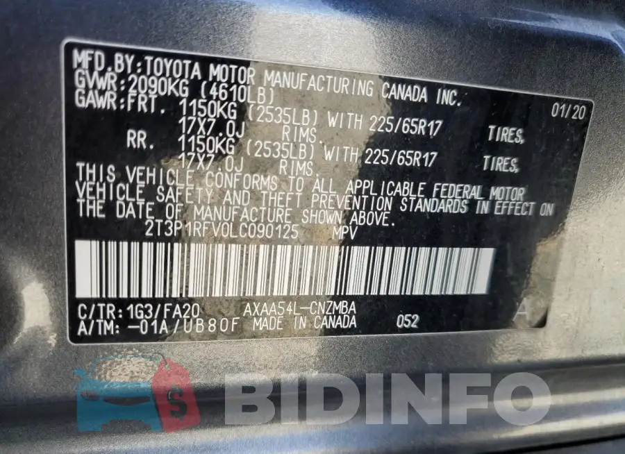 2T3P1RFV0LC090125 Photo# 13