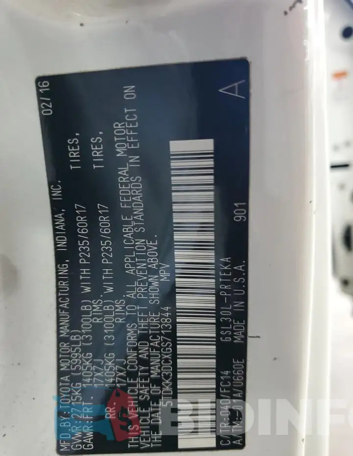 5TDKK3DCXGS713844 Photo# 13