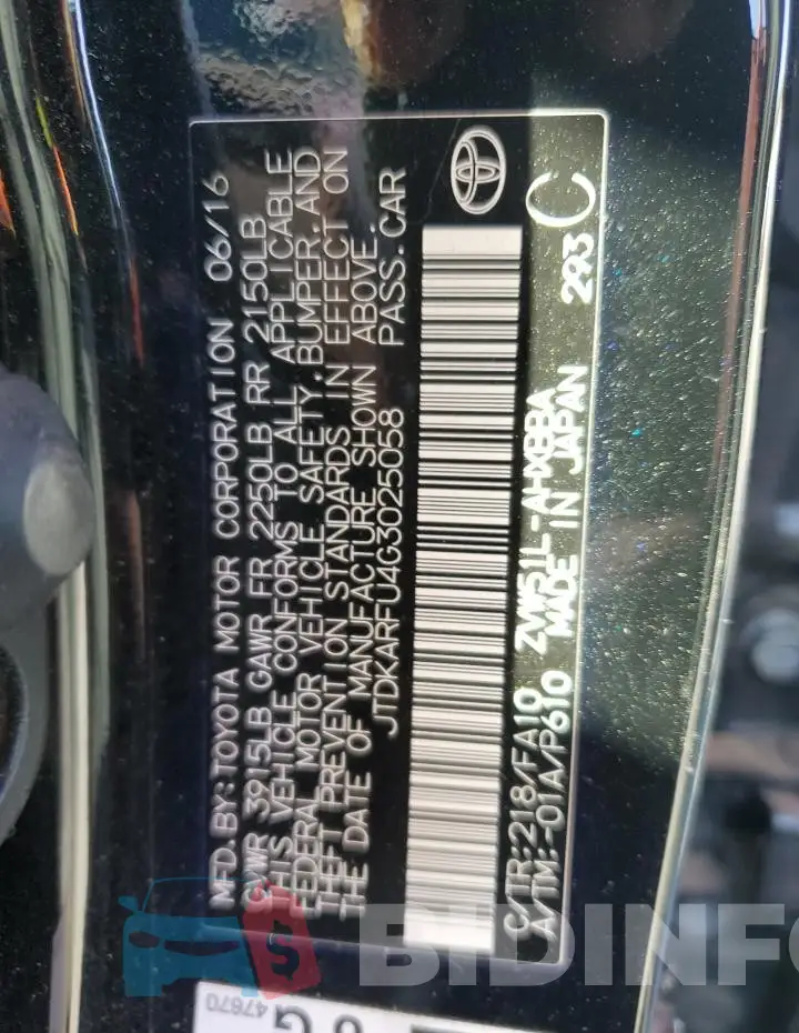 JTDKARFU4G3025058 Photo# 12