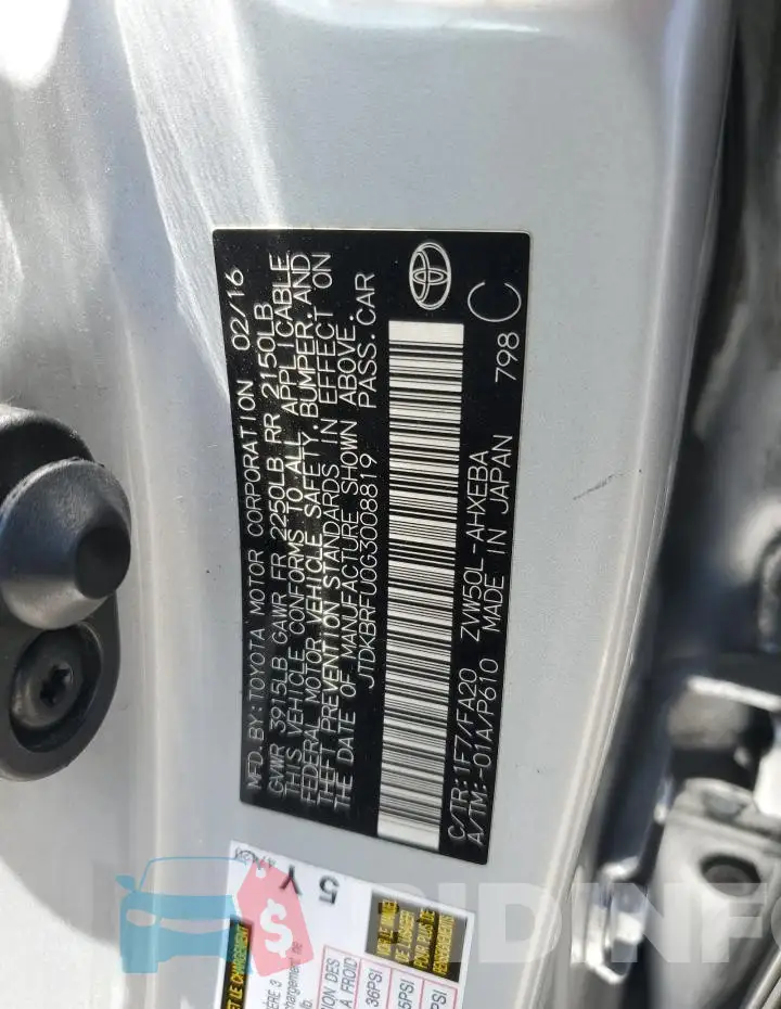 JTDKBRFU0G3008819 Photo# 12