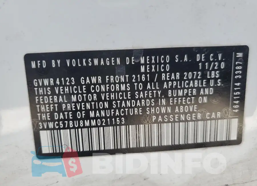 3VWC57BU8MM021153 Photo# 12