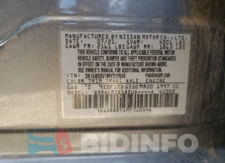 3N1AB8DV1MY310546 Photo# 12