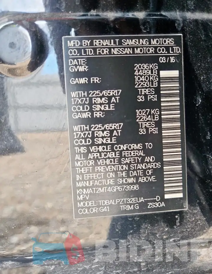 KNMAT2MT4GP673998 Photo# 14