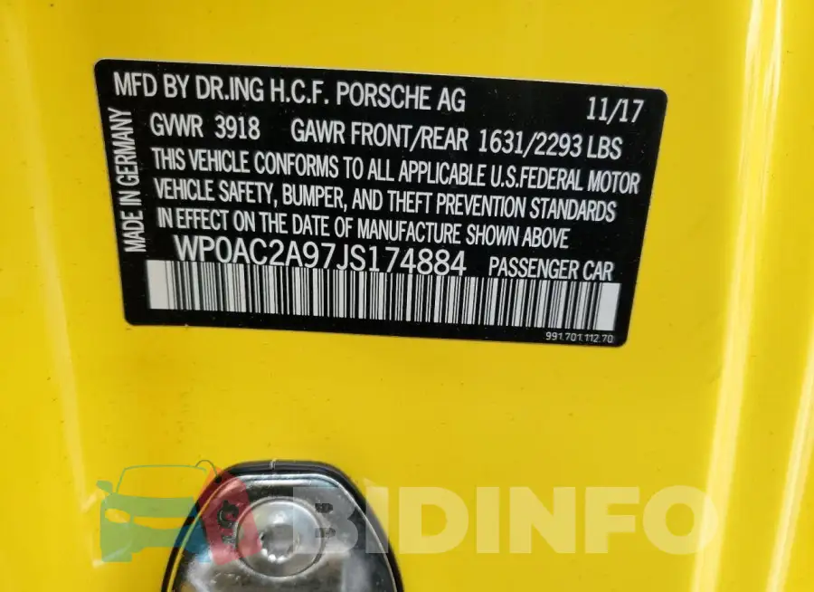 WP0AC2A97JS174884 Photo# 13