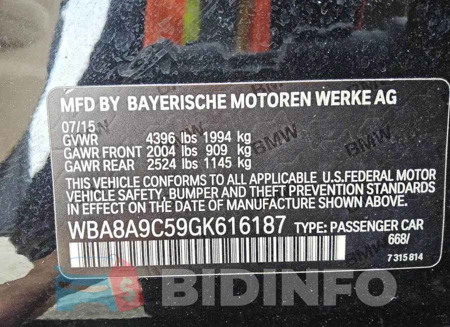 WBA8A9C59GK616187 Photo# 12
