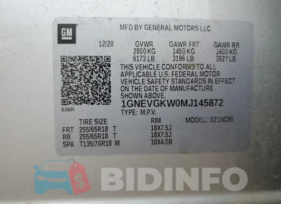 1GNEVGKW0MJ145872 Photo# 13