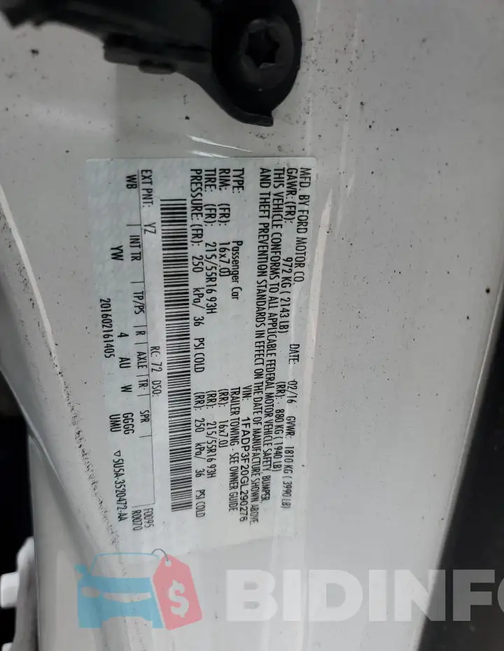 1FADP3F20GL290276 Photo# 12
