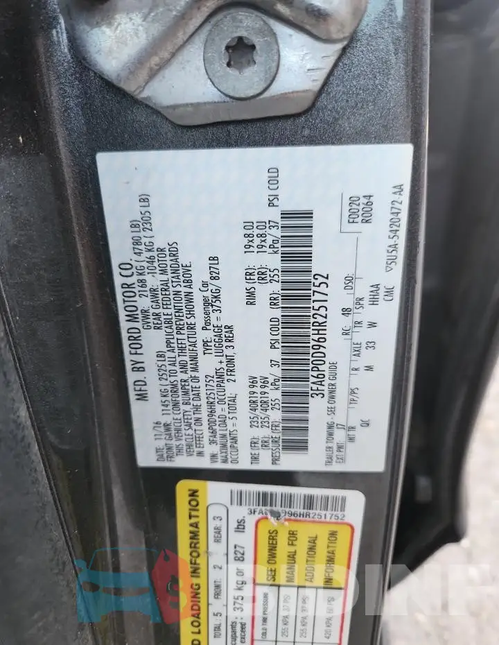 3FA6P0D96HR251752 Photo# 13