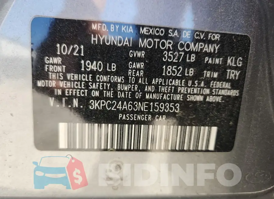3KPC24A63NE159353 Photo# 12
