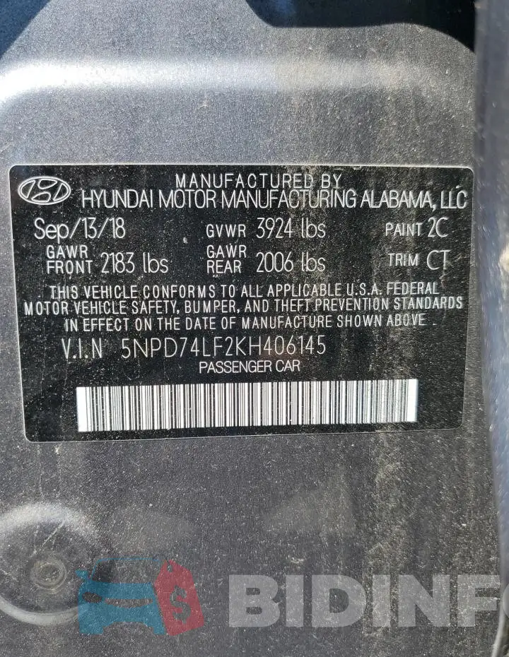 5NPD74LF2KH406145 Photo# 13