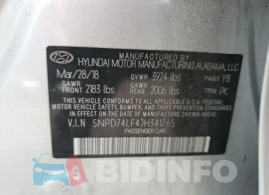 5NPD74LF4JH341765 Photo# 12