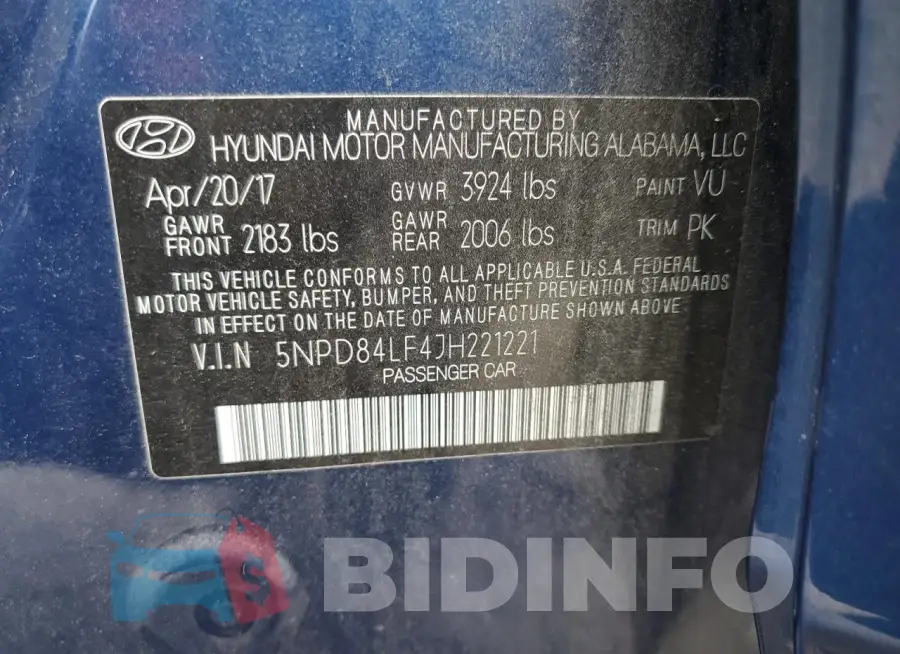 5NPD84LF4JH221221 Photo# 13