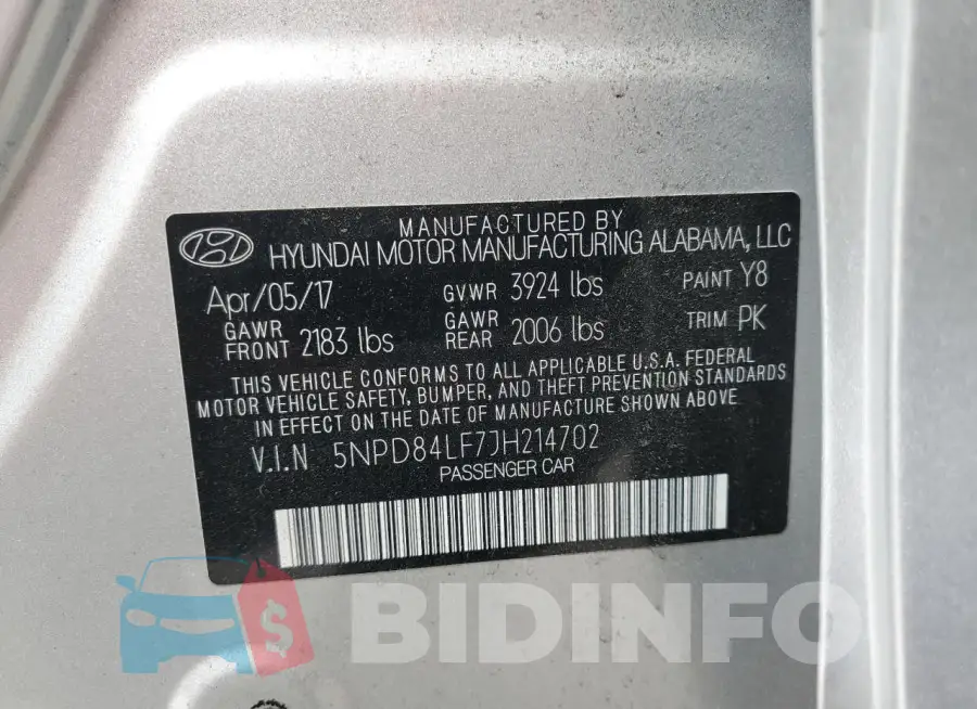 5NPD84LF7JH214702 Photo# 12