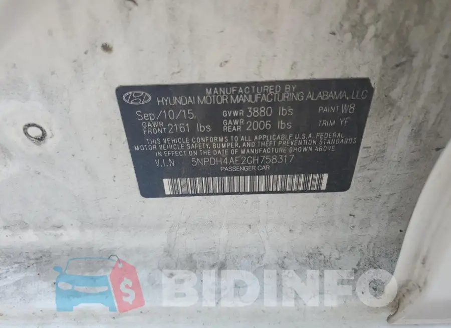5NPDH4AE2GH758317 Photo# 12