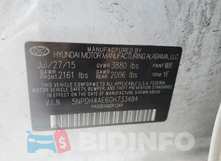 5NPDH4AE6GH733484 Photo# 13
