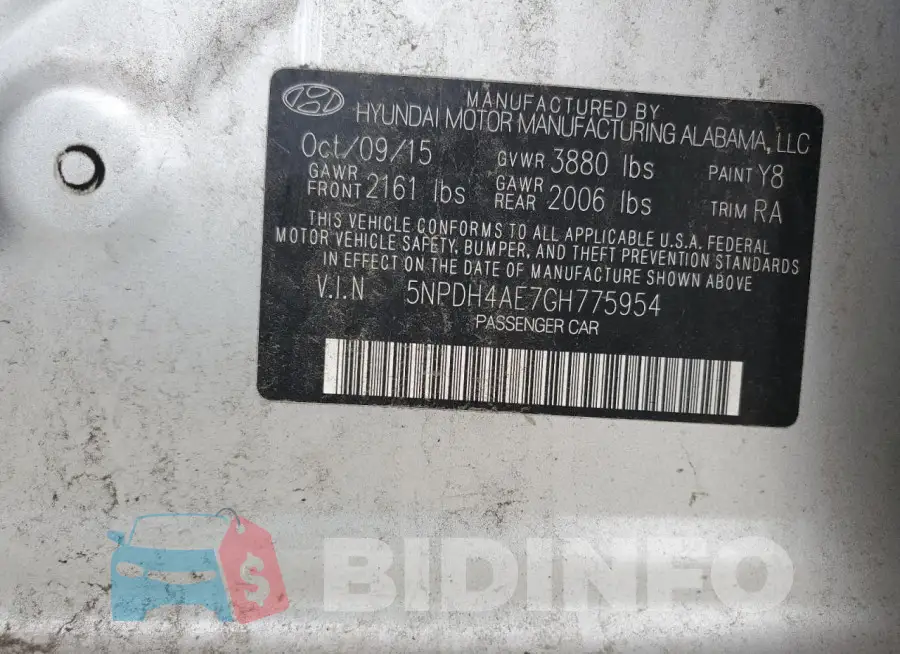 5NPDH4AE7GH775954 Photo# 13