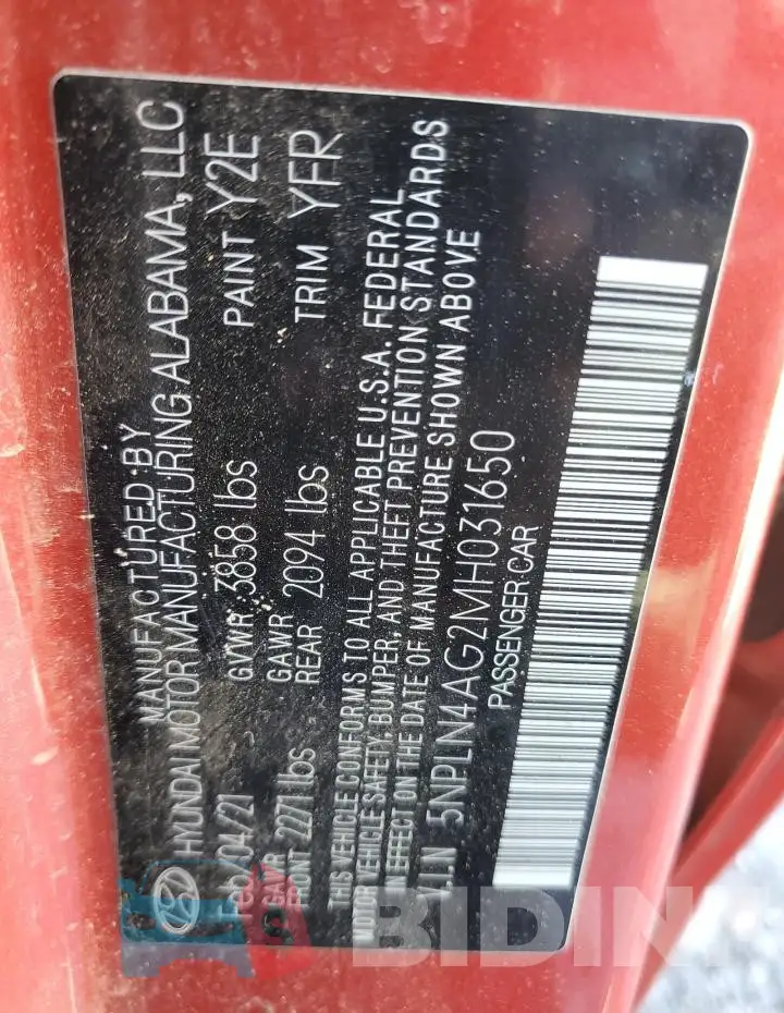 5NPLN4AG2MH031650 Photo# 13