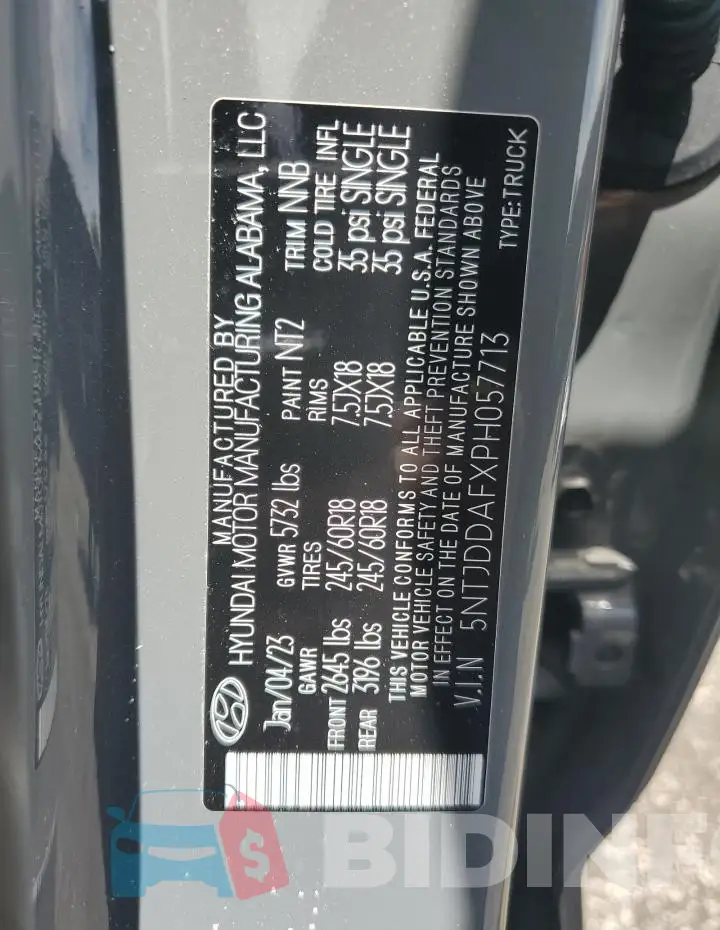 5NTJDDAFXPH057713 Photo# 13