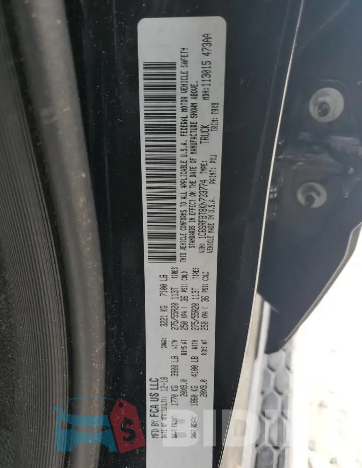 1C6SRFBT8KN733774 Photo# 12