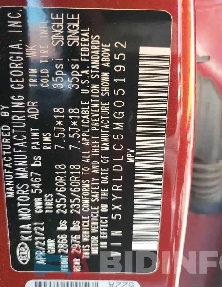 5XYRLDLC6MG051952 Photo# 14