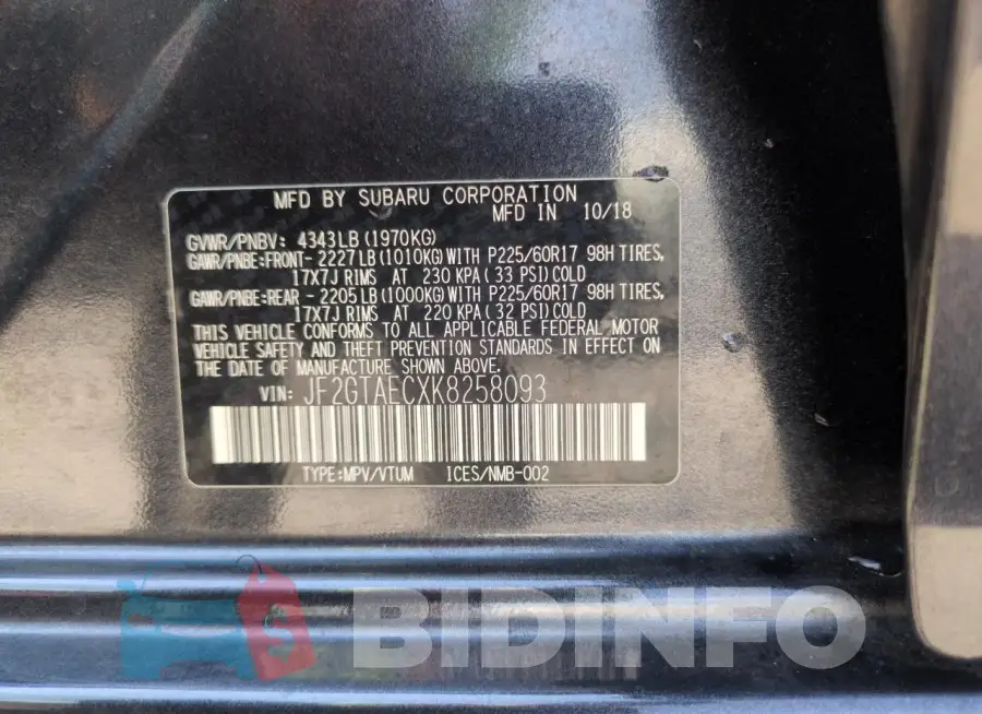 JF2GTAECXK8258093 Photo# 14