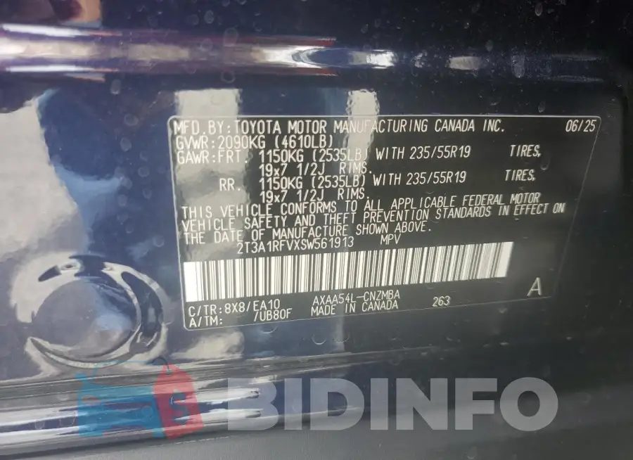 2T3A1RFVXSW561913 Photo# 13