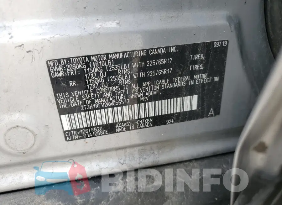 2T3H1RFV2KW056513 Photo# 13