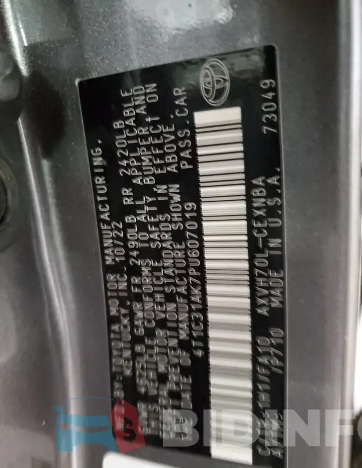 4T1C31AK7PU607019 Photo# 13