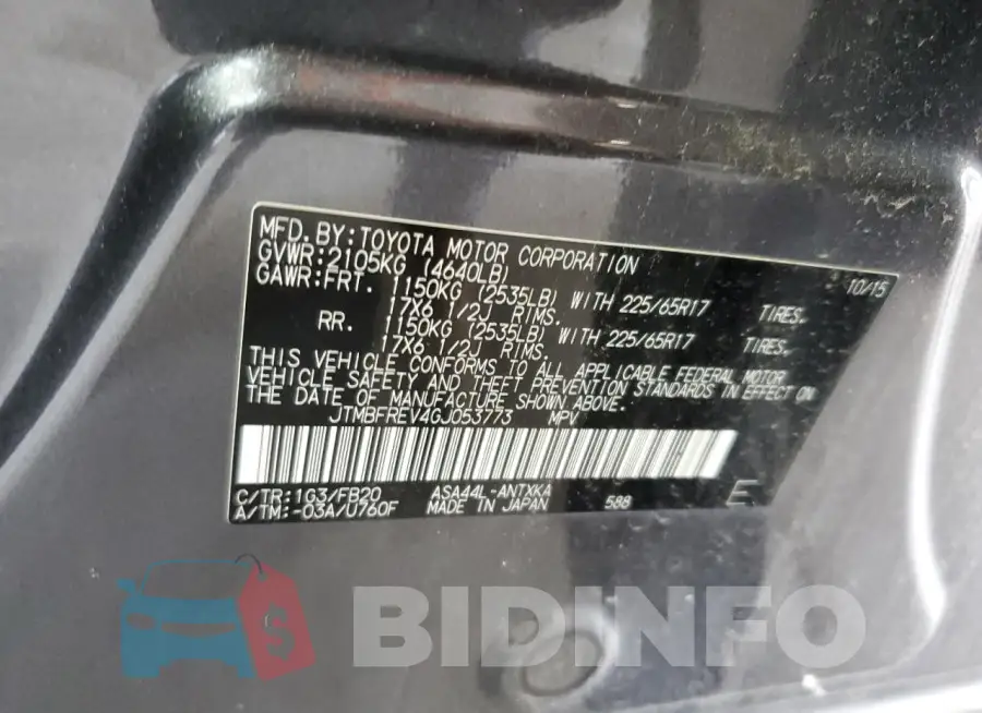 JTMBFREV4GJ053773 Photo# 13