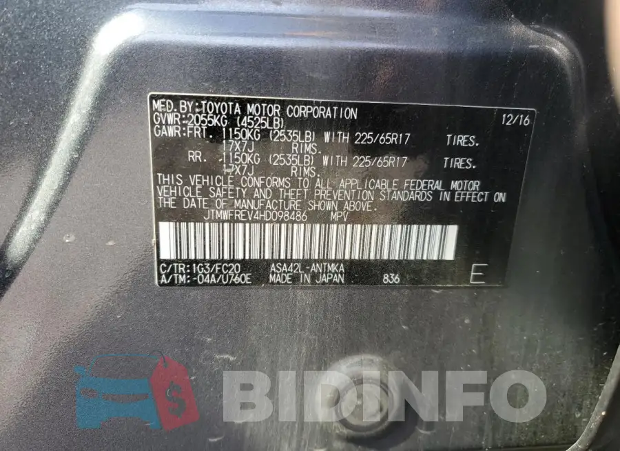 JTMWFREV4HD098486 Photo# 13