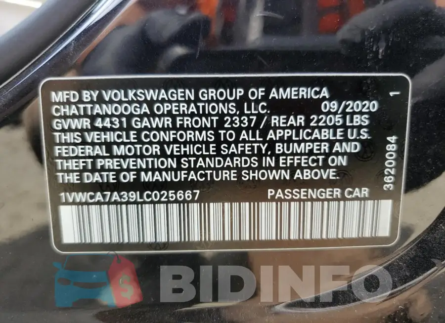 1VWCA7A39LC025667 Photo# 12