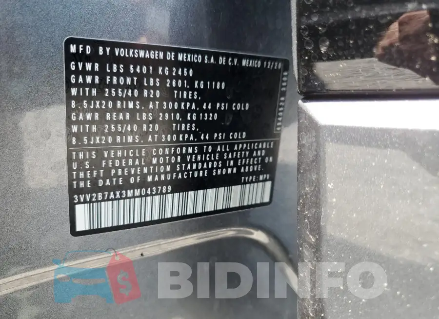 3VV2B7AX3MM043789 Photo# 14