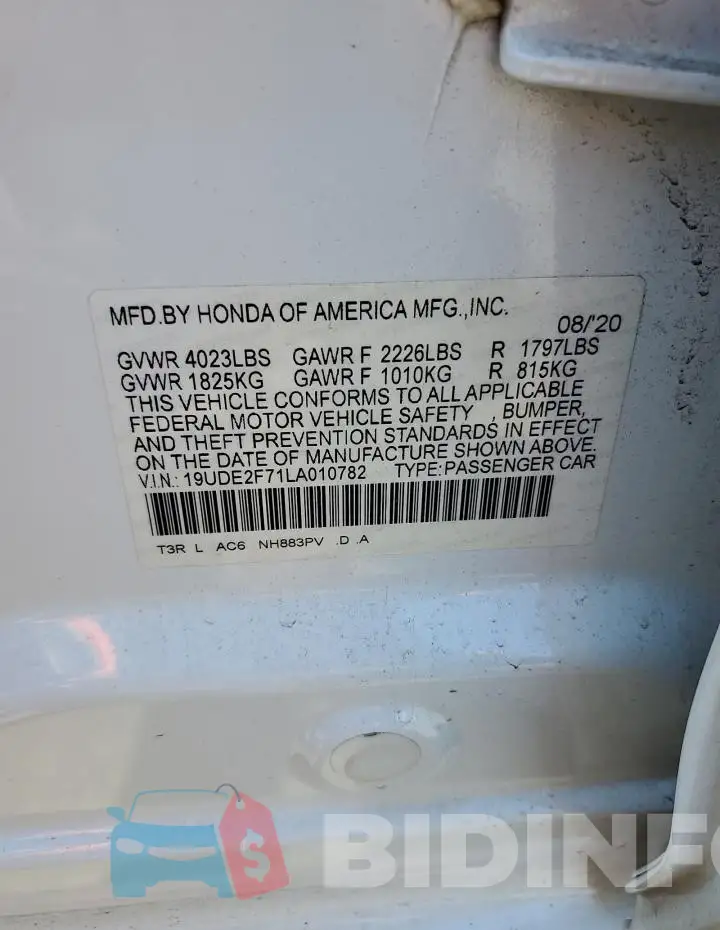 19UDE2F71LA010782 Photo# 12