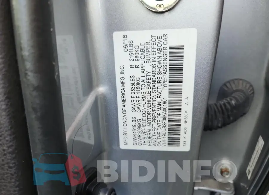 19UUB2F38KA001601 Photo# 12