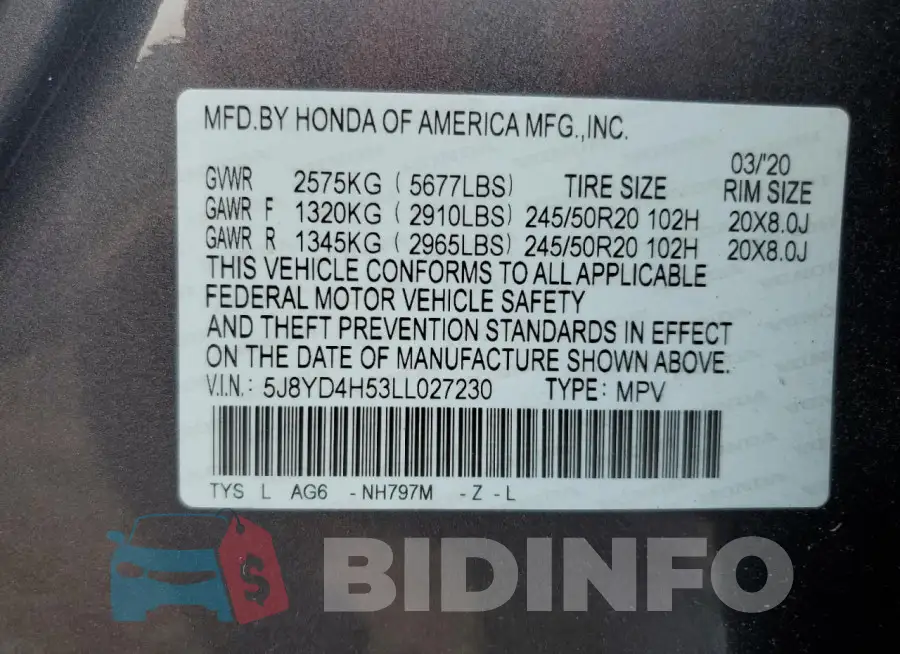 5J8YD4H53LL027230 Photo# 13