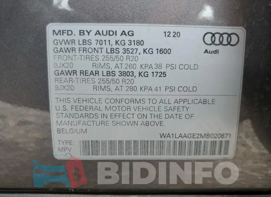 WA1LAAGE2MB020871 Photo# 13