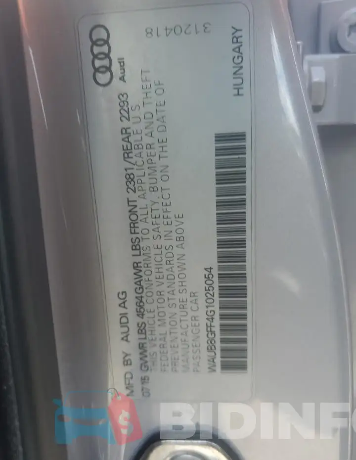 WAUB8GFF4G1025054 Photo# 12