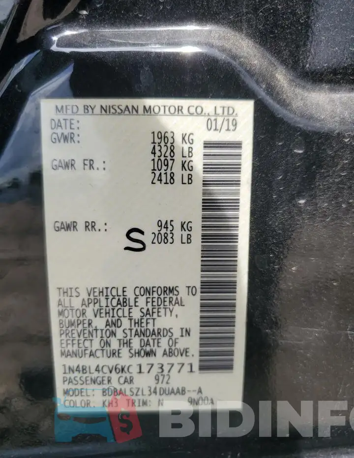 1N4BL4CV6KC173771 Photo# 13