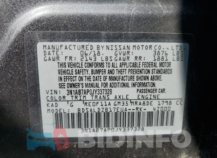 3N1AB7AP0JY337328 Photo# 12